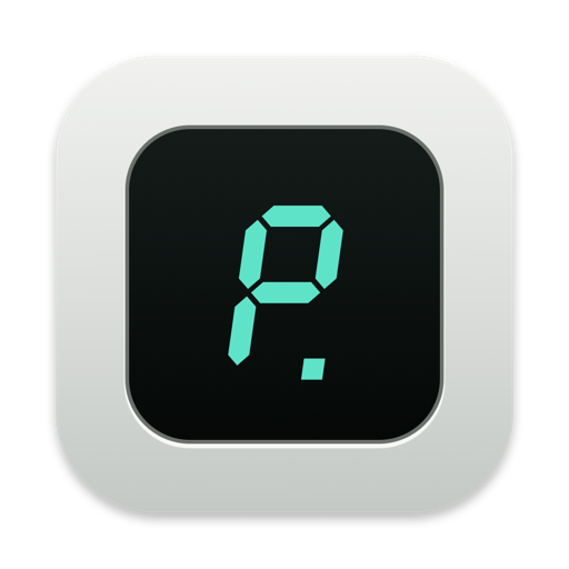 The PathBit app icon: an aluminium faceplate with the P. lit on its display.